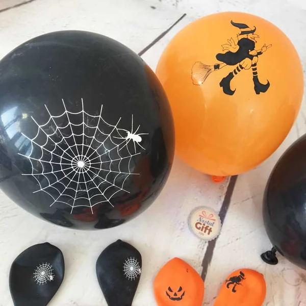 15 Ballons orange et noir Halloween