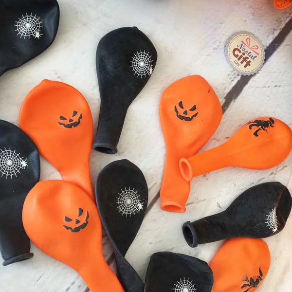 15 Ballons orange et noir Halloween