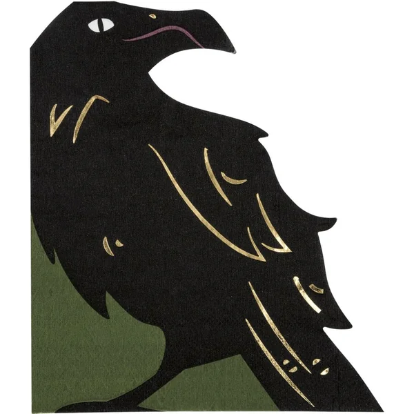 16 Petites Serviettes Halloween Céleste Corbeau
