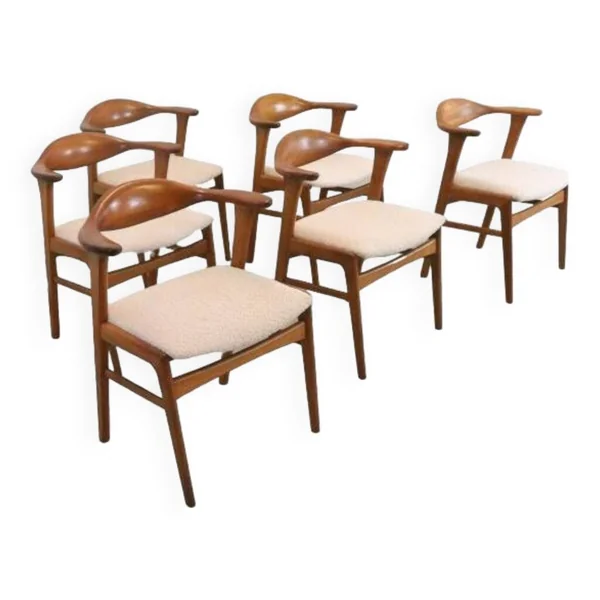 6 chaises Erik Kirkegaard pour Høng Stolefabrik modèle 49, milieu XXème