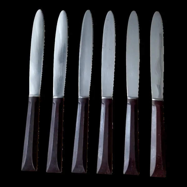 6 Couteaux de table bakélite Pradel 255