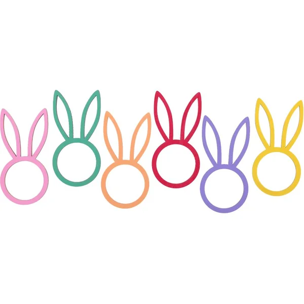 6 Ronds de Serviettes Lapin - Multicolores