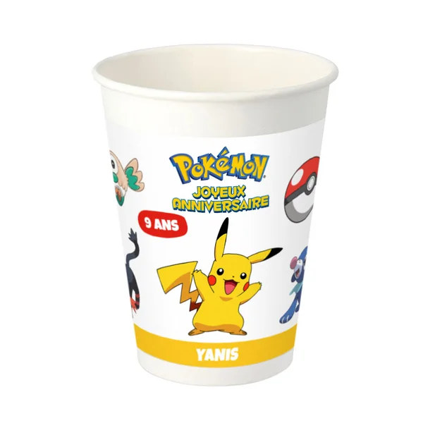 8 Gobelets à personnaliser - Pikachu