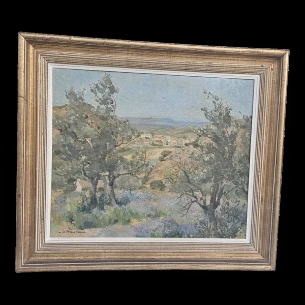 Armand Brugnaud - Huile Sur Panneau Rousset Vu Des Champs De Lavande