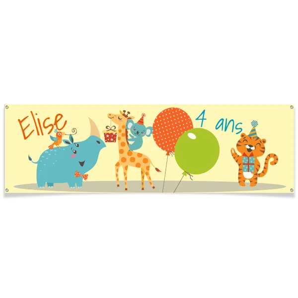 Bannière à personnaliser - Girafe Happy Birthday