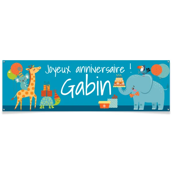 Bannière à personnaliser - Jungle Happy Birthday