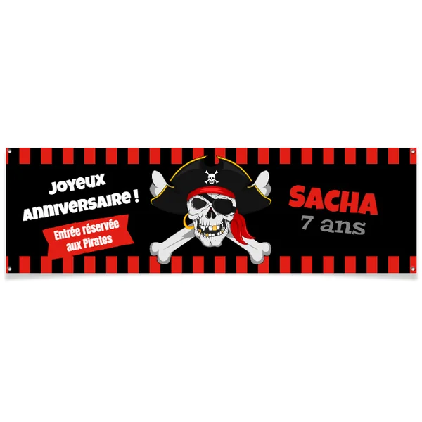 Bannière à personnaliser - Pirate Tête de Mort