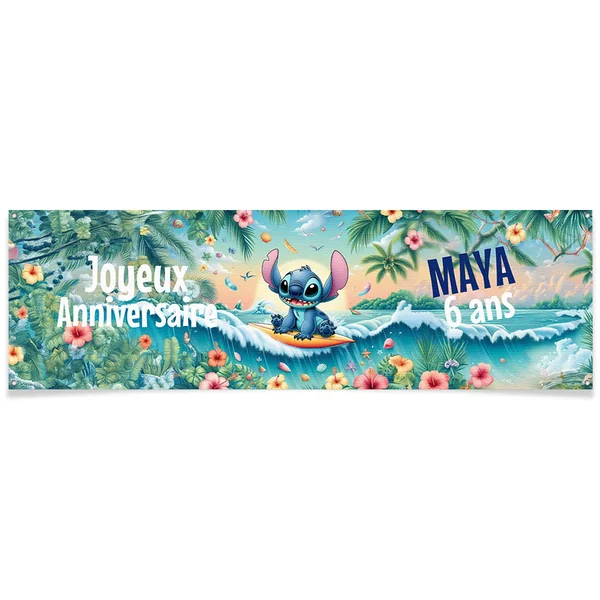 Bannière à personnaliser - Stitch Hawaï