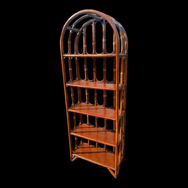 Bibliothèque, étagères en rotin vintage