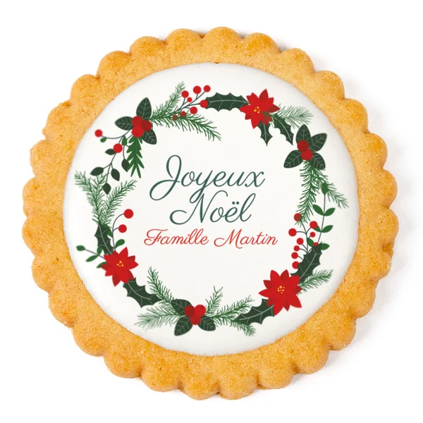 Biscuit personnalisé - Fleurs de Noël