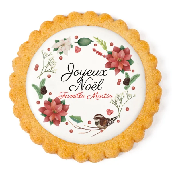 Biscuit personnalisé - Oiseau de Noël