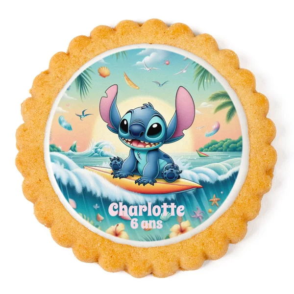 Biscuit personnalisé - Stitch Hawaï