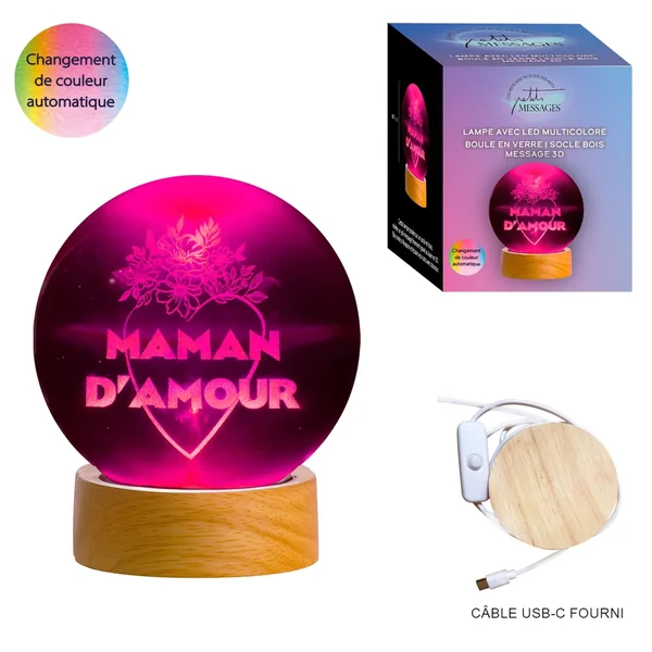 Boule lumineuse LED Maman d’Amour - Petits Messages
