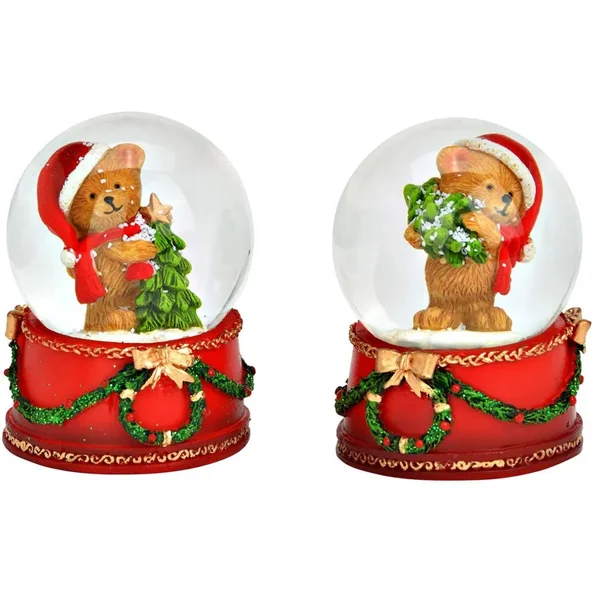 Boule à Neige – Ours avec Bonnet de Noël