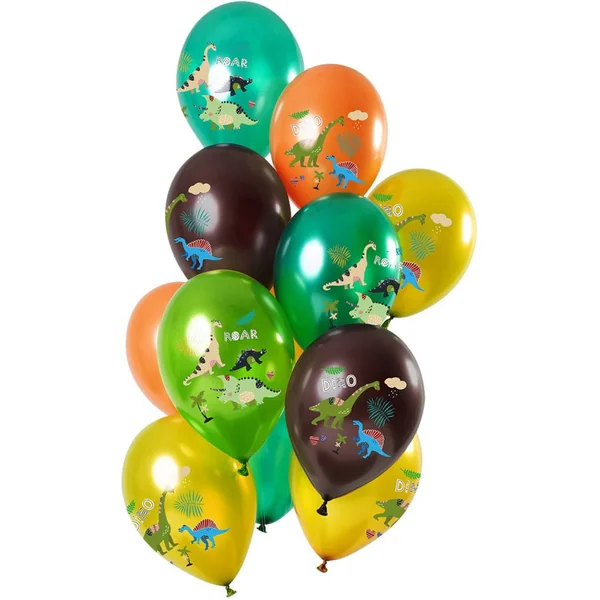 Bouquet 12 Ballons Dino Colors Métallique