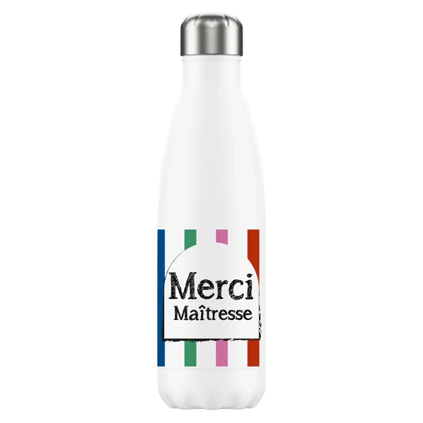 Bouteille Isotherme Merci Maîtresse Rayures - Petits Messages