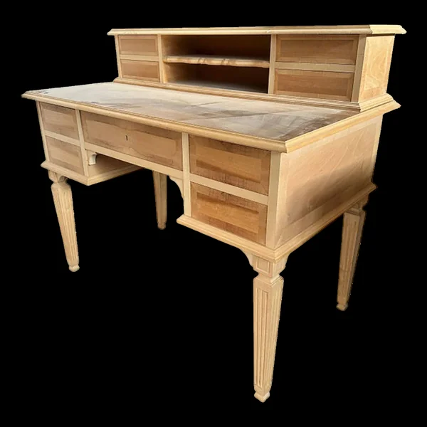 Bureau en bois naturel de style Empire 800 en noyer et érable