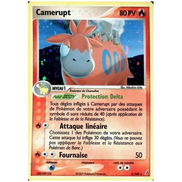 Carte Pokémon Camerupt 3/100 Holographique Gardiens de Cristal