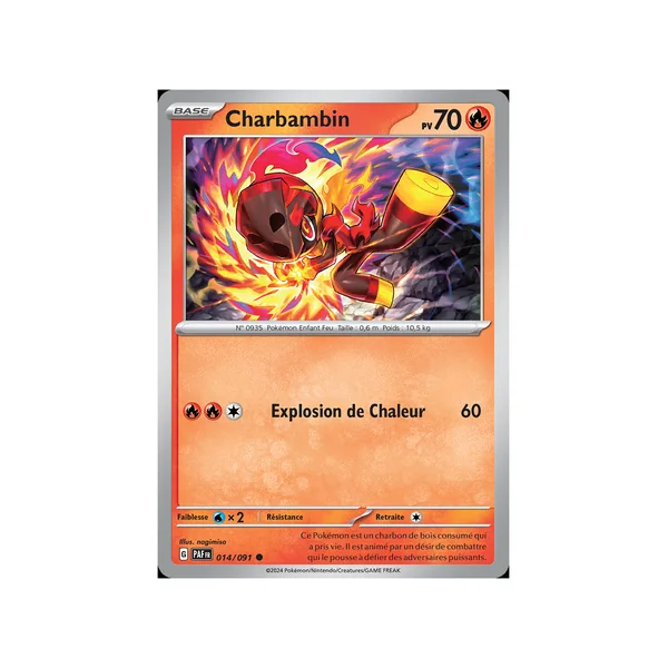 Carte Pokémon Charbambin 014/091 Commune Destinées de Paldea