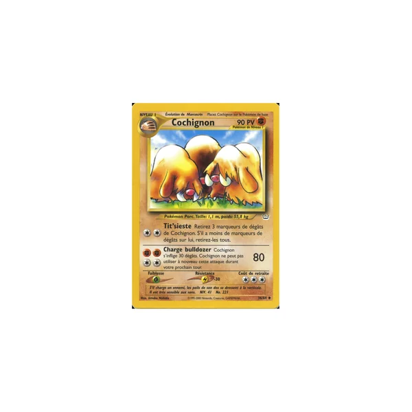 Carte Pokémon Cochignon 36/64 Peu commune Neo Revelation