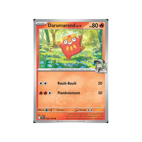 Carte Pokémon Darumarond de N 026/159 Commune Aventures Ensemble