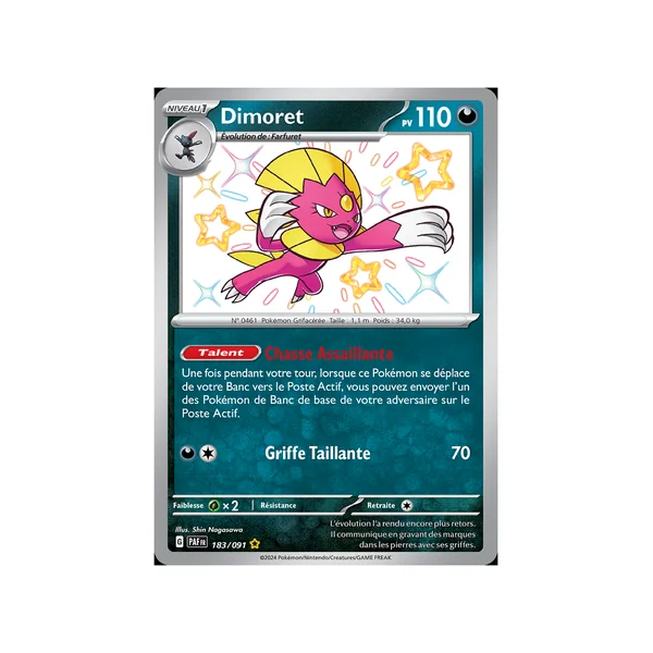 Carte Pokémon Dimoret 183/091 Shiny Destinées de Paldea