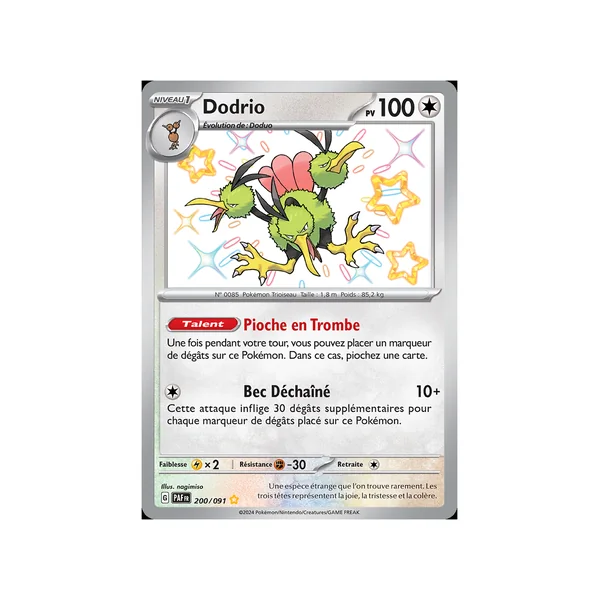 Carte Pokémon Dodrio 200/091 Shiny Destinées de Paldea