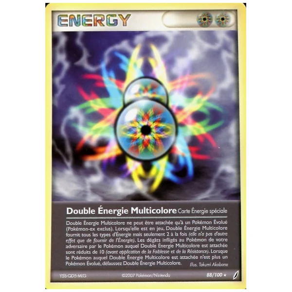 Carte Pokémon Double Énergie Multicolore 88/100 Rare Gardiens de Cristal