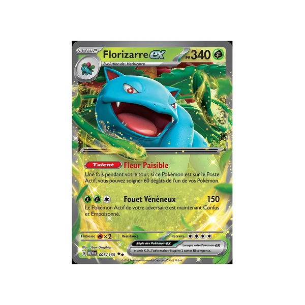 Carte Pokémon Florizarre-ex 003/165 Double rare 151