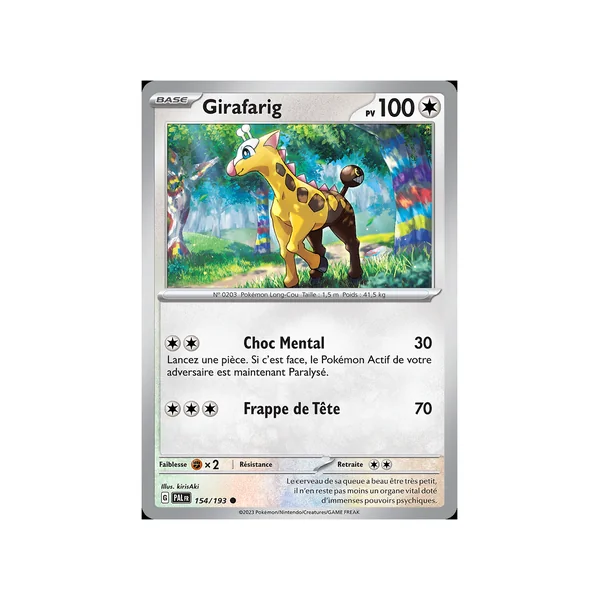 Carte Pokémon Girafarig 154/193 Commune Évolutions à Paldea