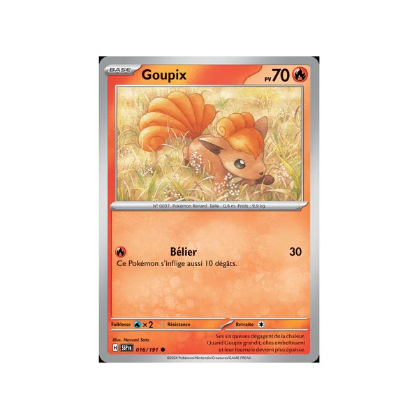 Carte Pokémon Goupix 016/191 Commune Étincelles Déferlantes