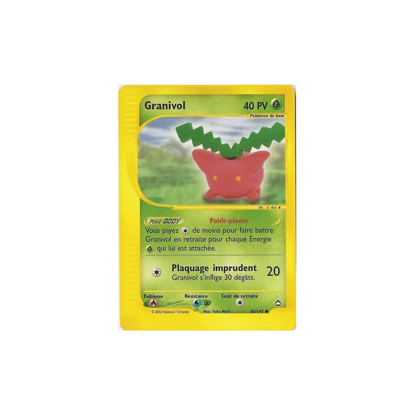 Carte Pokémon Granivol 83/147 Commune Aquapolis