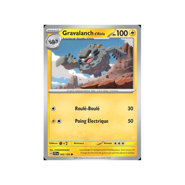Carte Pokémon Gravalanch d'Alola 045/159 Commune Aventures Ensemble