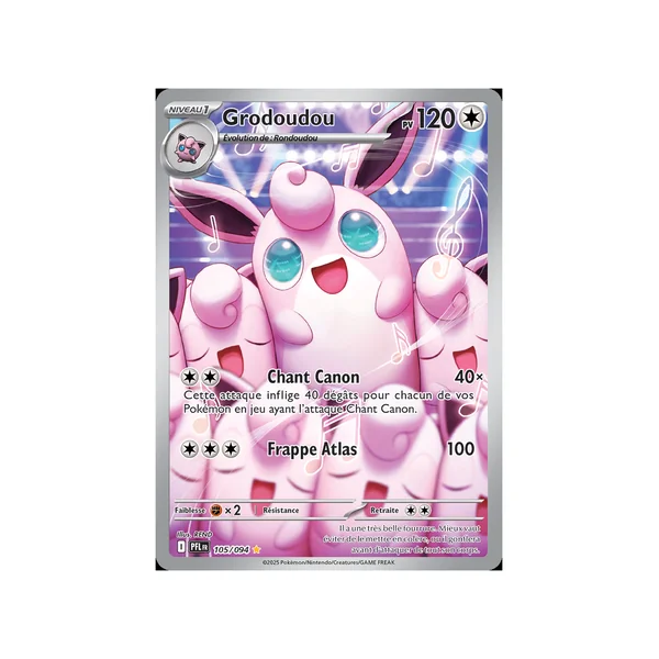 Carte Pokémon Grodoudou 105/094 AR Flammes Fantasmagoriques