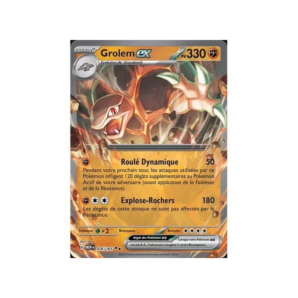 Carte Pokémon Grolem-ex 076/165 Double rare 151