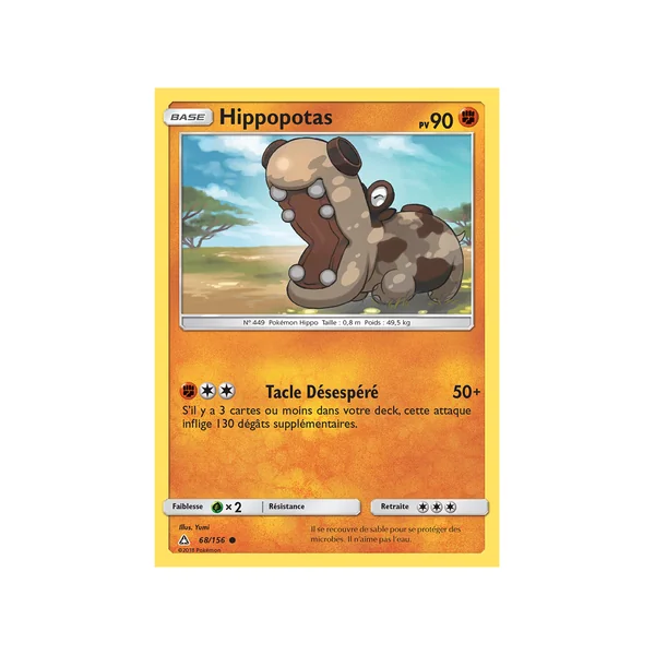 Carte Pokémon Hippopotas 68/156 Commune Ultra-Prisme