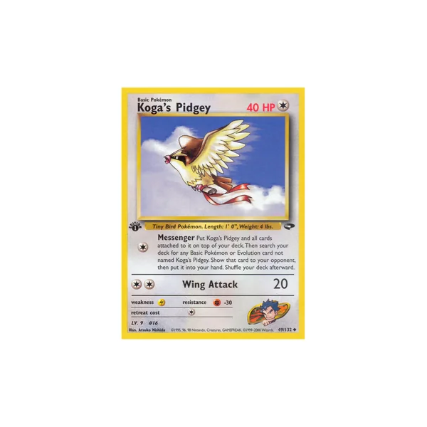 Carte Pokémon Koga's Pidgey 49/132 Peu commune Gym Challenge