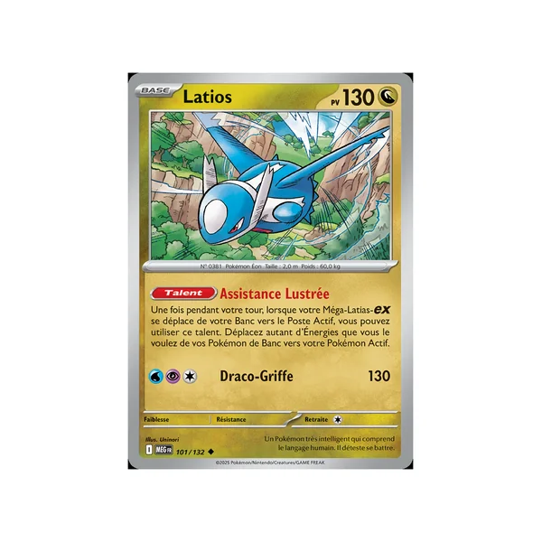 Carte Pokémon Latios 101/132 Peu commune Méga-Évolution (JCC)