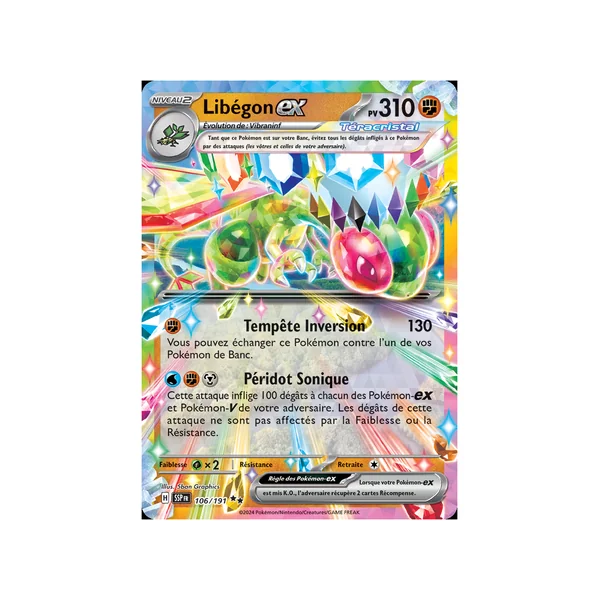 Carte Pokémon Libégon-ex 106/191 Double rare Étincelles Déferlantes