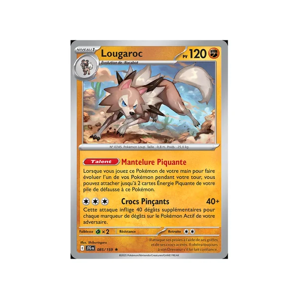 Carte Pokémon Lougaroc 085/159 Holographique Aventures Ensemble