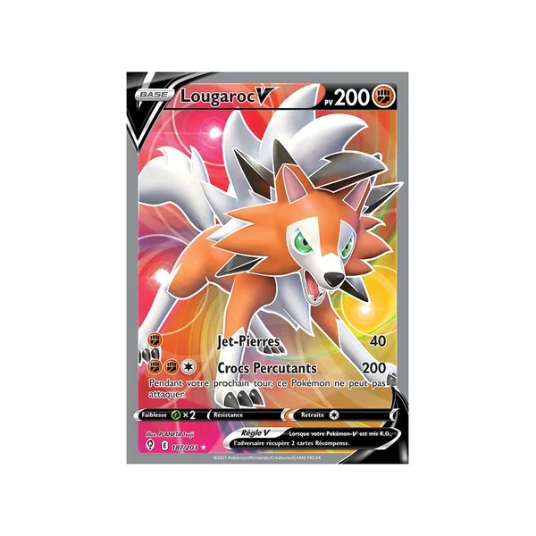 Carte Pokémon Lougaroc-V 187/203 Ultra Rare Évolution Céleste