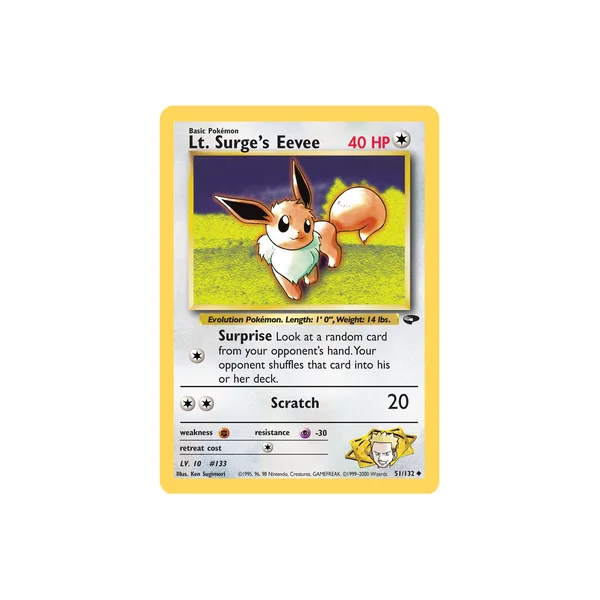 Carte Pokémon Lt. Surge's Eevee 51/132 Peu commune Gym Challenge