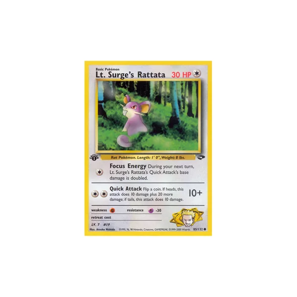 Carte Pokémon Lt. Surge's Rattata 85/132 Commune Gym Challenge