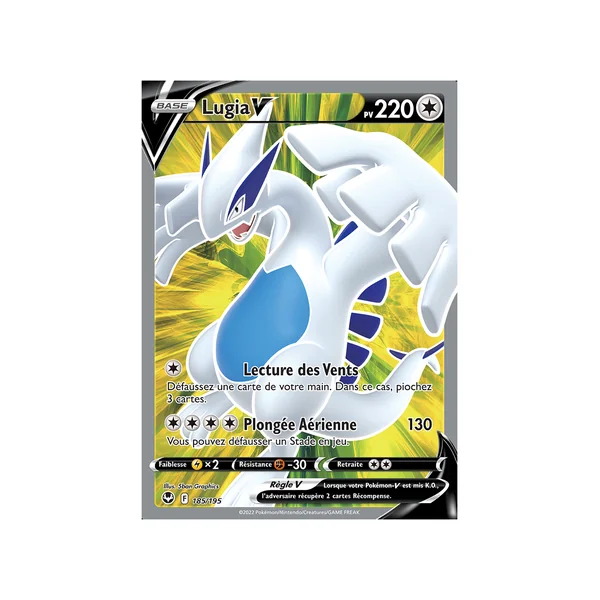 Carte Pokémon Lugia-V 185/195 Ultra Rare Tempête Argentée