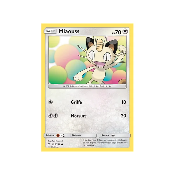 Carte Pokémon Miaouss 125/181 Commune Duo de Choc