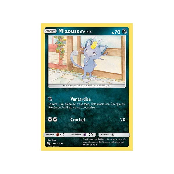 Carte Pokémon Miaouss d'Alola 128/236 Commune Éclipse Cosmique
