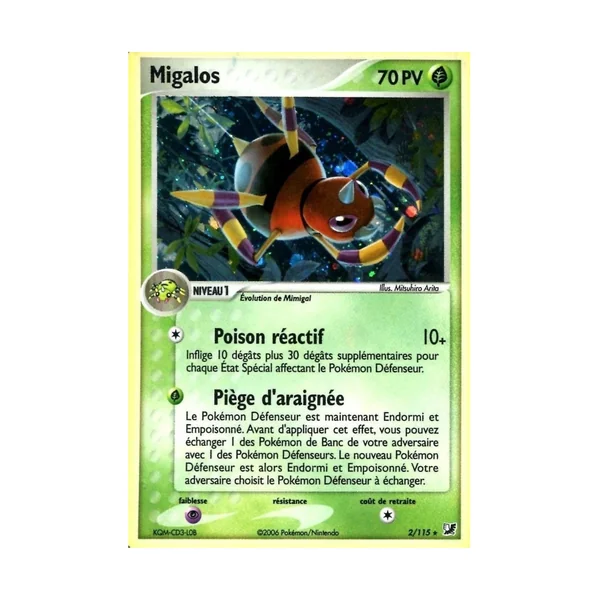 Carte Pokémon Migalos 2/115 Holographique Forces Cachées