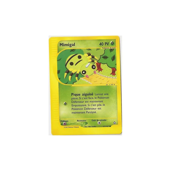 Carte Pokémon Mimigal 111/147 Commune Aquapolis