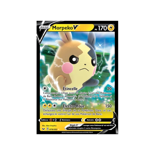 Carte Pokémon Morpeko-V 079/202 Ultra Rare Épée et Bouclier (JCC)