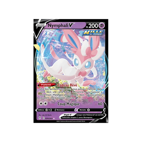 Carte Pokémon Nymphali-V 074/203 Ultra Rare Évolution Céleste
